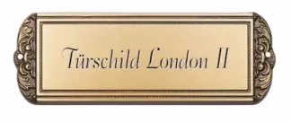 Messingschild mit Gravur – gebürstetes Türschild mit dekorativem Rand, 190 x 70 mm, inkl. Gravur. London II
