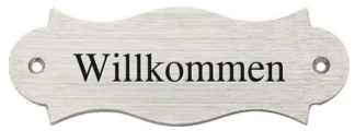 Messingschild mit Gravur – vernickeltes Türschild, 120 x 40 mm, inkl. Gravur. Amsterdam