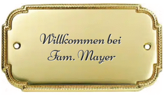 Messingschild Haustür Viktoria graviert aus glänzendem Messing